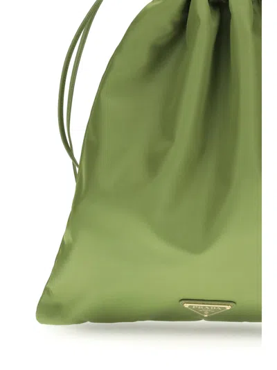 Prada Re-nylon Pouch In Green