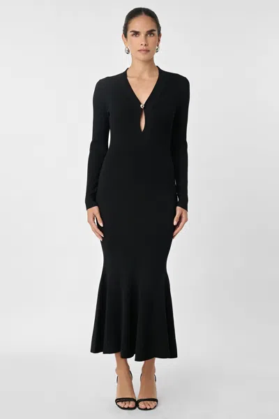 Toccin Zora Long-sleeved Midi Dress In Black