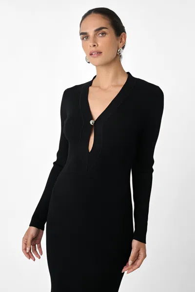 Toccin Zora Long-sleeved Midi Dress In Black
