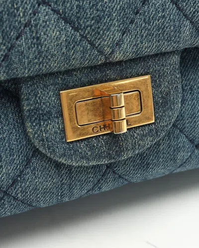 Pre-owned Chanel 2.55 Reissue 226 Denim Double Flap Bag In Blue