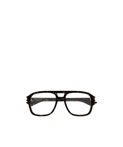 Saint Laurent Pilot-frames Glasses In Black