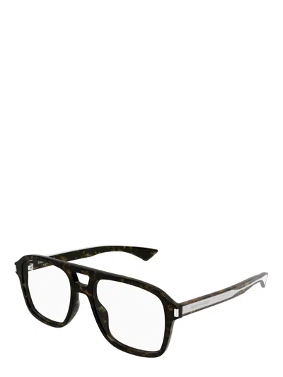 Saint Laurent Pilot-frames Glasses In Black
