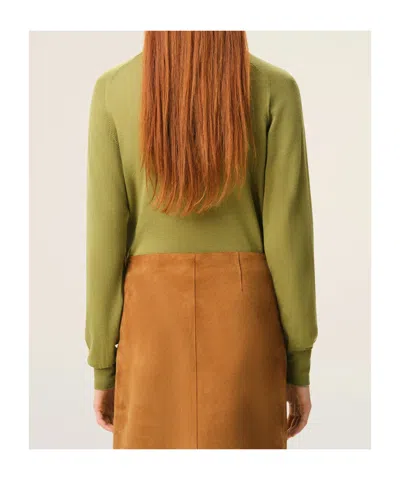 Ami Alexandre Mattiussi Green Wool Crewneck Ami De Coeur Cardigan Green In Gold