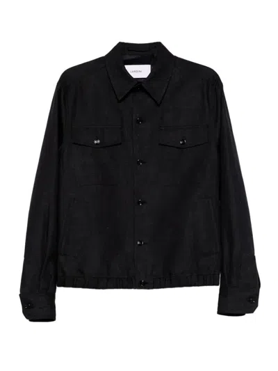 Lardini Button Pocket Cotton Jacket In Black
