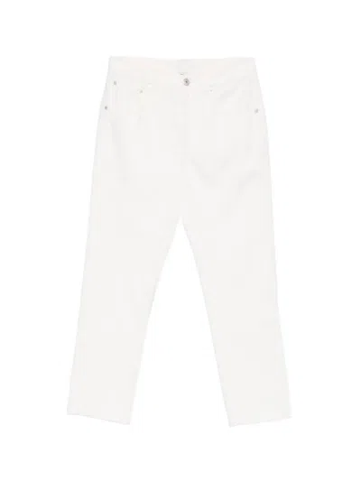 Brunello Cucinelli Cotton Trousers Rivet Detail Five Pockets In White