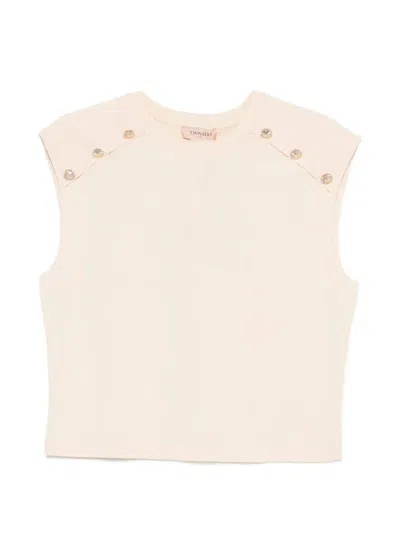 Twinset Button-embellished Top In White