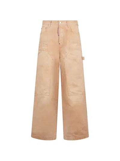 Dsquared2 Men Baggy Carpenter Jeans In Sand