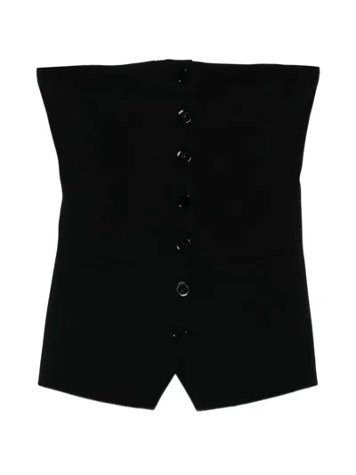 Patrizia Pepe Crepe Bustier With Buttons In Black