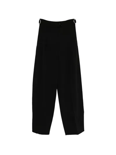 Patrizia Pepe Palazzo Pants With Satin Inserts In Black