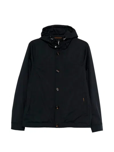 Moorer Button-fastening Bomber Jacket In Blue