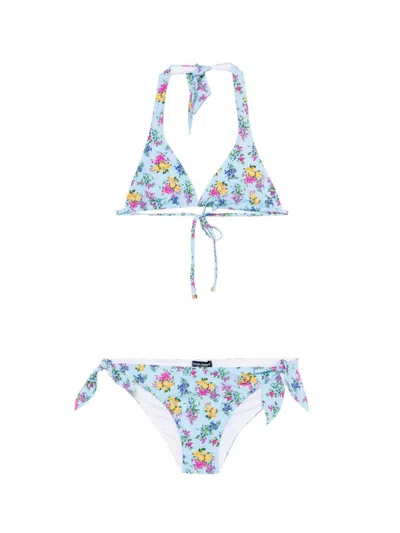Dolce & Gabbana Floral Bikini In Blue