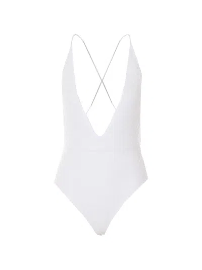 Missoni V-neck Swimsuit In White