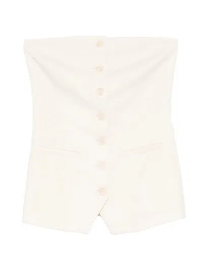 Patrizia Pepe Crepe Bustier With Buttons In Neutral