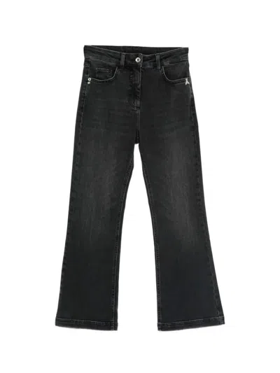 Patrizia Pepe Cotton Flared Denim Jeans In Black