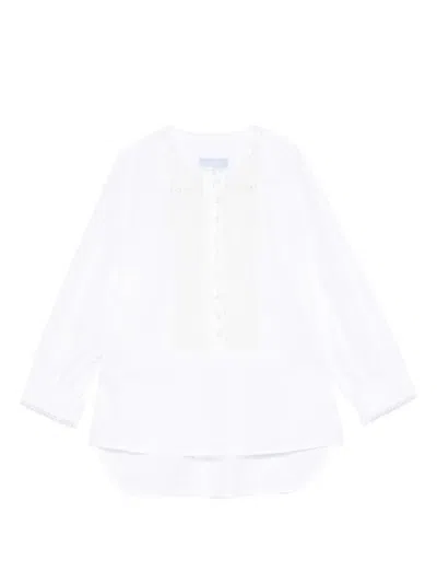 Seafarer Button Lace Blouse In White