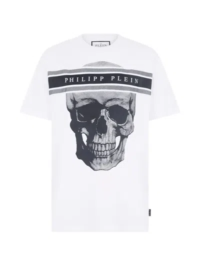 Philipp Plein Round Neck T-shirt Skull Logo Line In White