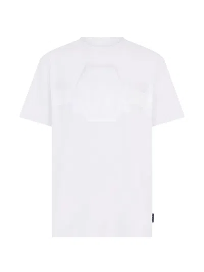 Philipp Plein Round Neck T-shirt Jacquard Hexagon Line In White