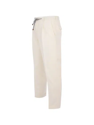 Barba Napoli Roma Drawstring Pleated Trousers In Neutral