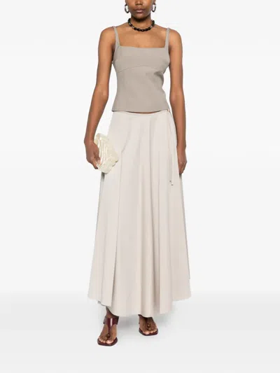 扣环细节中长半身裙