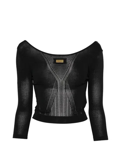 Elisabetta Franchi Logo-plaque Sweater In Black