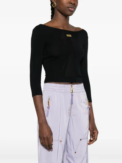 Elisabetta Franchi Logo-plaque Sweater In Black