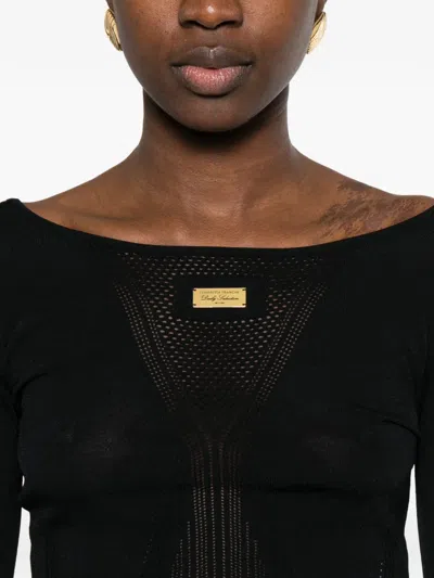 Elisabetta Franchi Logo-plaque Sweater In Black