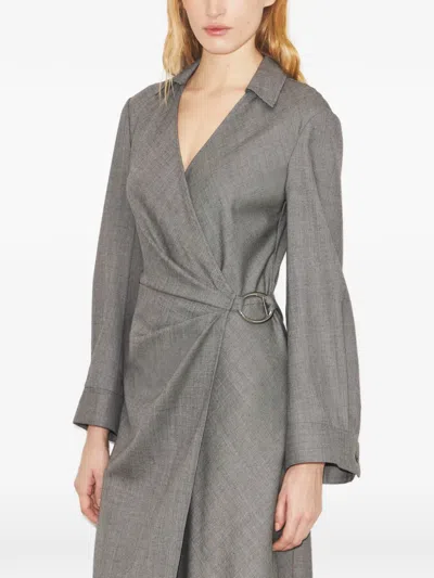 Tory Burch Wool Wrap Dress In Gray
