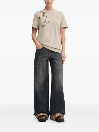 Miss Sixty Embroidered T-shirt In Neutral
