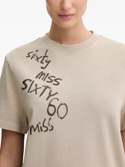 Miss Sixty Embroidered T-shirt In Neutral