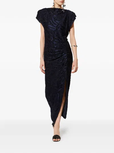 Isabel Marant Ladan Geometric-jacquard Midi Dress In Blue