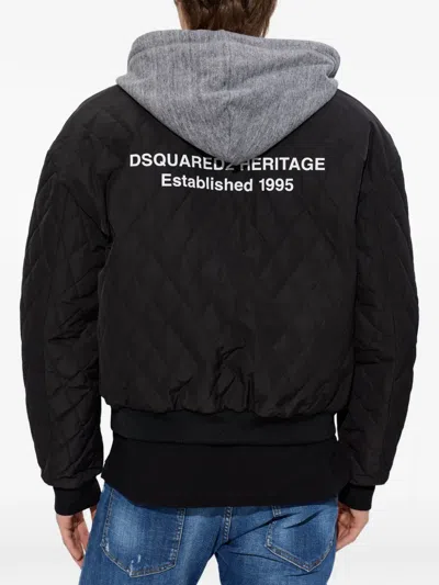 Dsquared2 Hooded Quilted Bomber Jacket In Multi