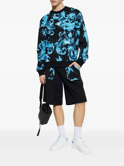 Versace Jeans Couture Baroque-patterned Sweatshirt In Black