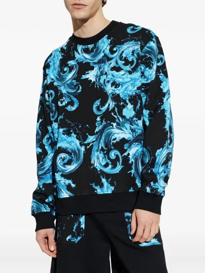Versace Jeans Couture Baroque-patterned Sweatshirt In Black