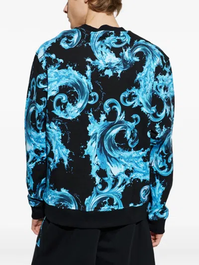 Versace Jeans Couture Baroque-patterned Sweatshirt In Black