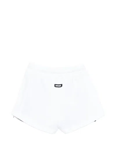 Msgm Drawstring Panelled Shorts In White