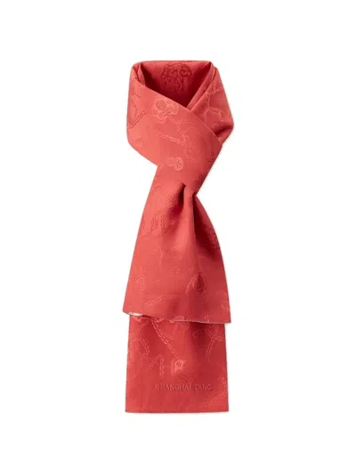 Shanghai Tang Patterned Scarf In Red