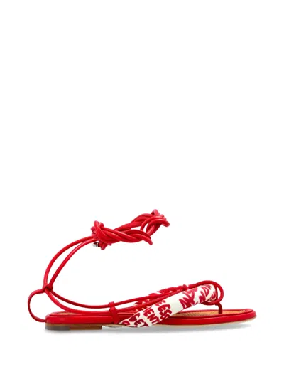 Dsquared2 Rebel Hibiscus Sandals In Red