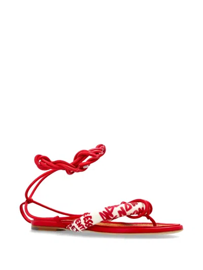 Dsquared2 Rebel Hibiscus Sandals In Red