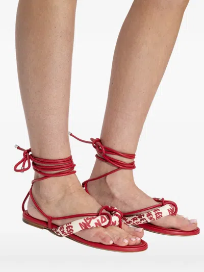 Dsquared2 Rebel Hibiscus Sandals In Red