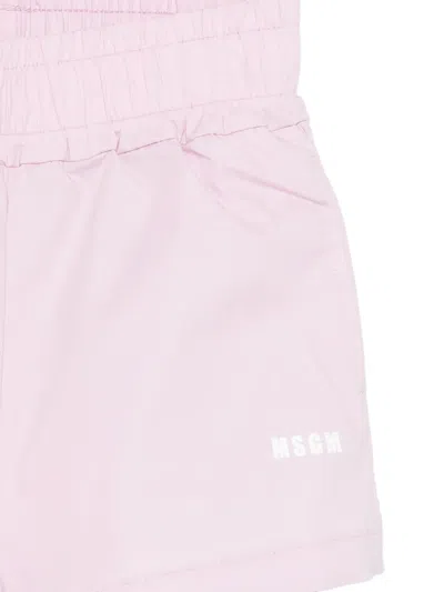 Msgm Logo Shorts In Pink
