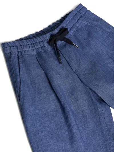 抽绳褶饰亚麻长裤