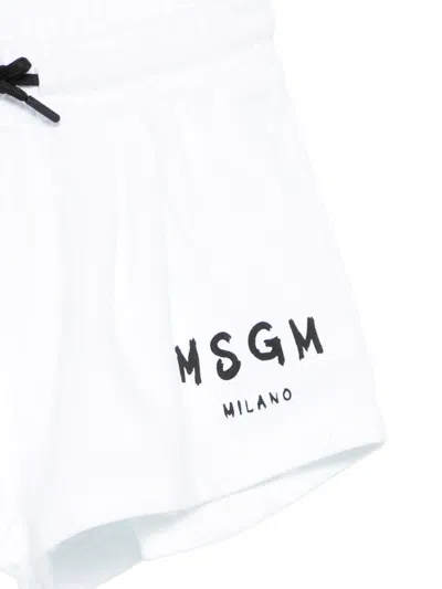 Msgm Logo Shorts In White
