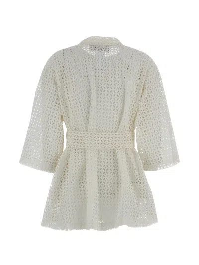 Irie Structured White Jacket With Front Zipper Closure In Neutral