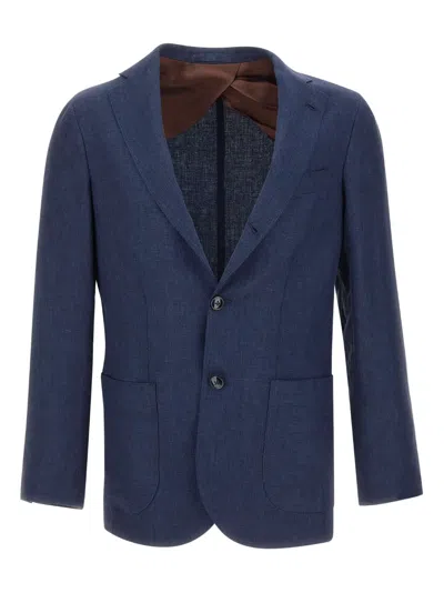 Barba Napoli Button Blazer In Blue