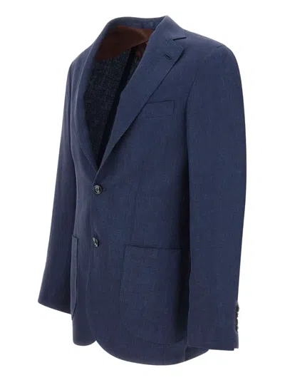 Barba Napoli Button Blazer In Blue
