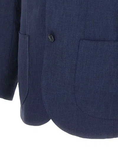 Barba Napoli Button Blazer In Blue