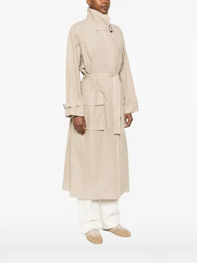 Aspesi Patch Pocket Belted Coat In Neutral