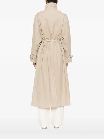 Aspesi Patch Pocket Belted Coat In Neutral