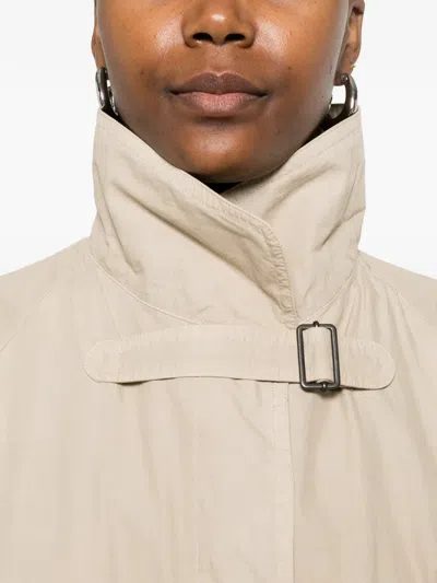 Aspesi Patch Pocket Belted Coat In Neutral