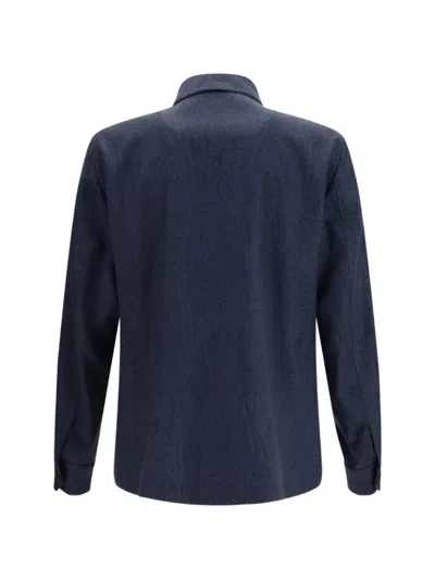 Etro Paisley-print Overshirt In Blue